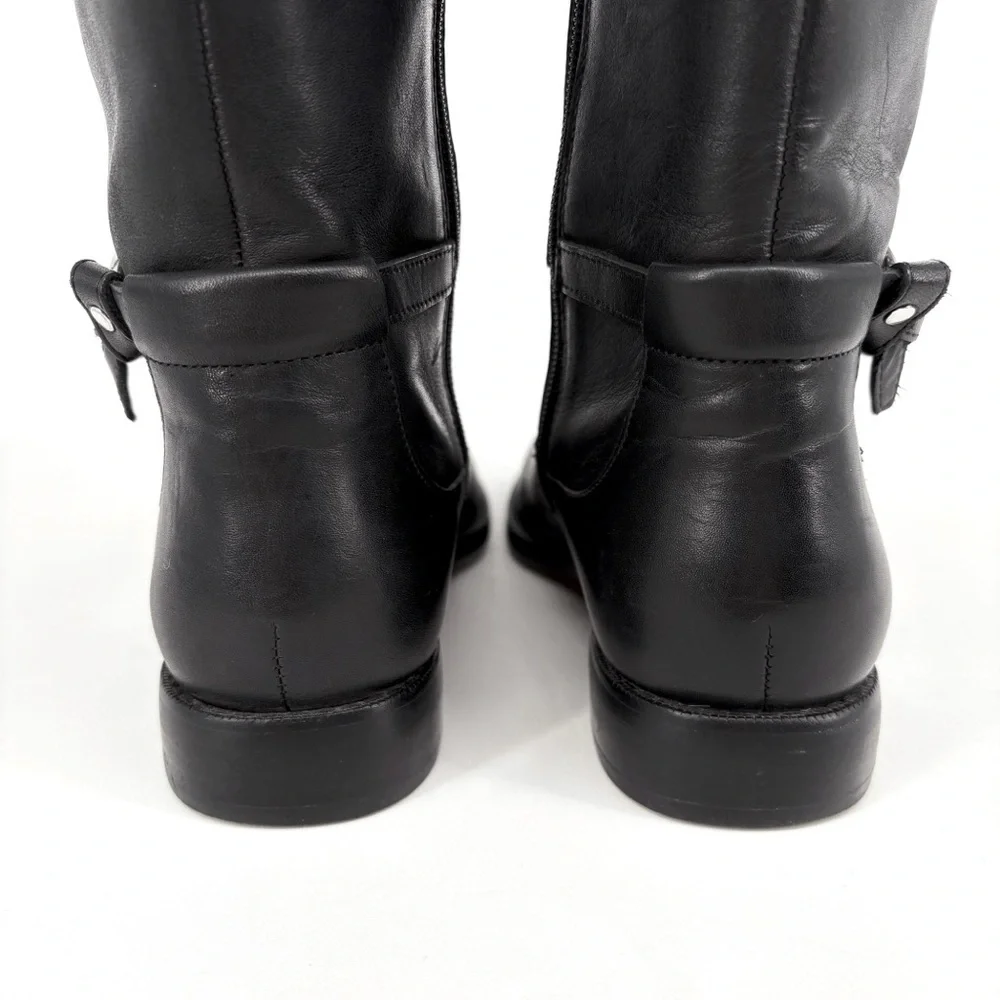 RALPH LAUREN Harlee Tall Black Leather Riding Boots Equestrian Knee High 6